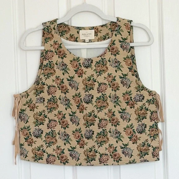 Sezane Jacopo Jacket Top, Jacquard Roselle, Floral - Picture 2 of 7